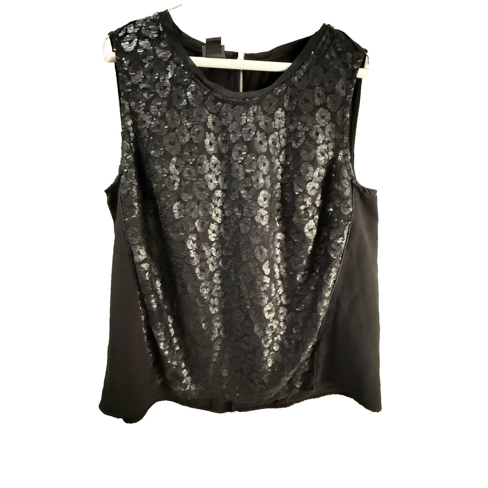 Covington 1X Animal Print Sequin Black tank Whimsigoth Festival Romantic Party
